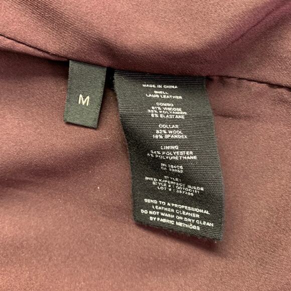 THEORY Size M Burgundy Viscose Blend Lambskin Zip Up Jacket - Picture 9 of 9